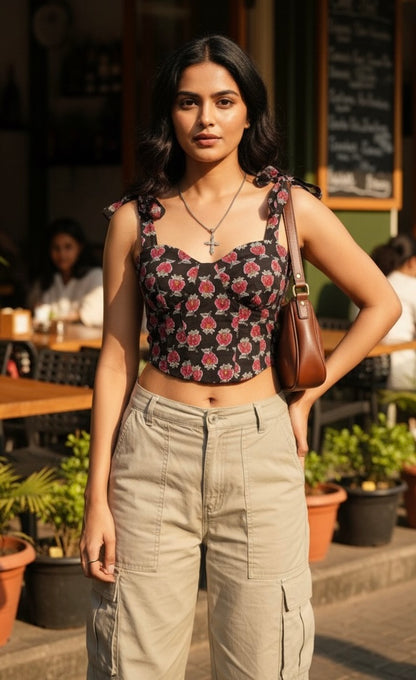 Moonlit petals corset top