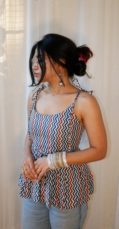 Wildstripe grove Reversible Ruffle top