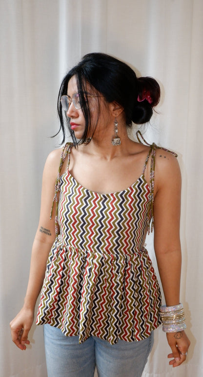 Boho Bloom Reversible Ruffle top