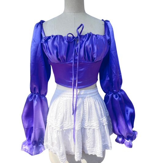 Purple Satin Milkmaid Top