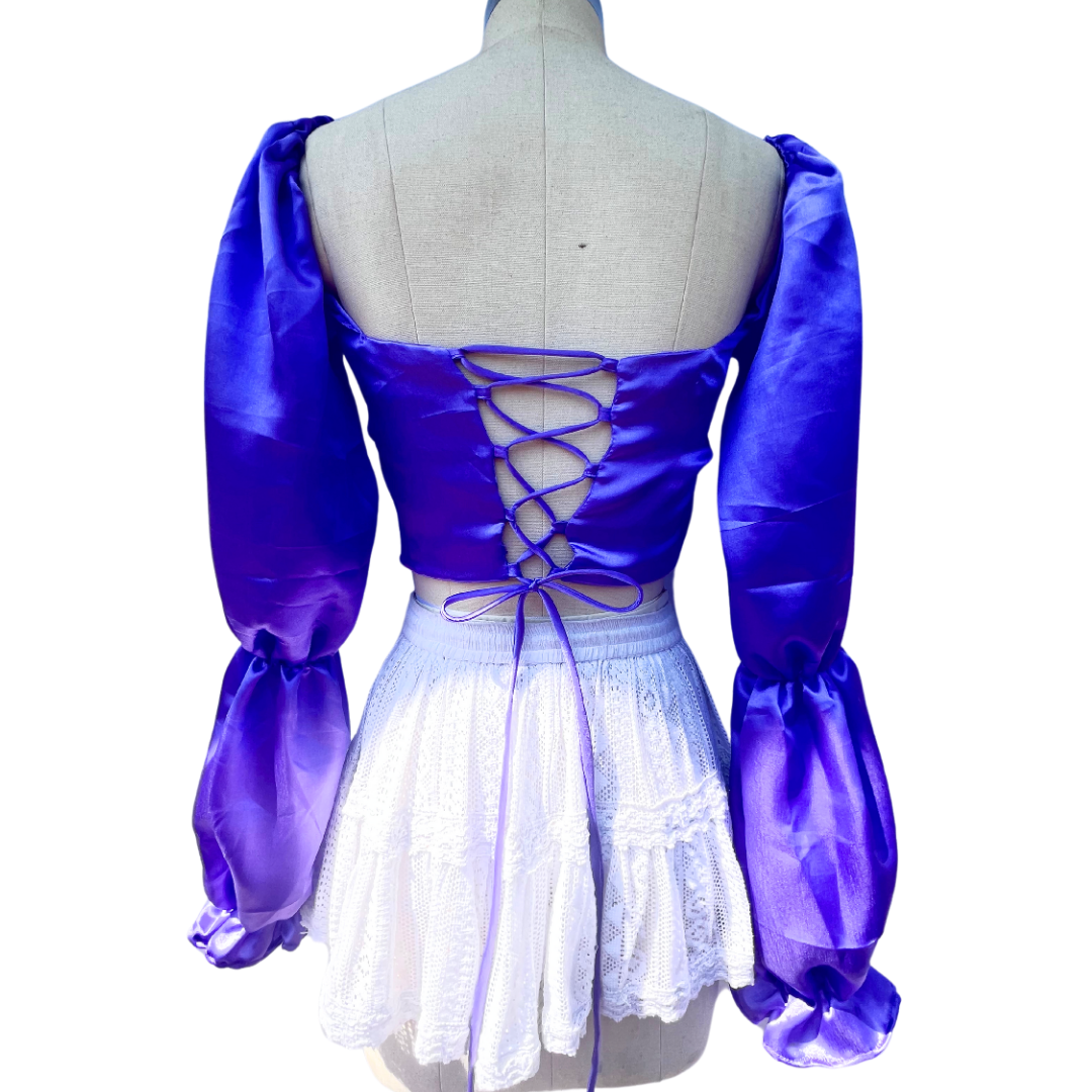 Purple Satin Milkmaid Top