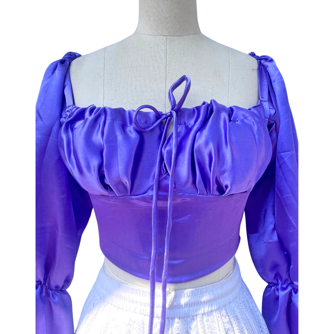 Purple Satin Milkmaid Top