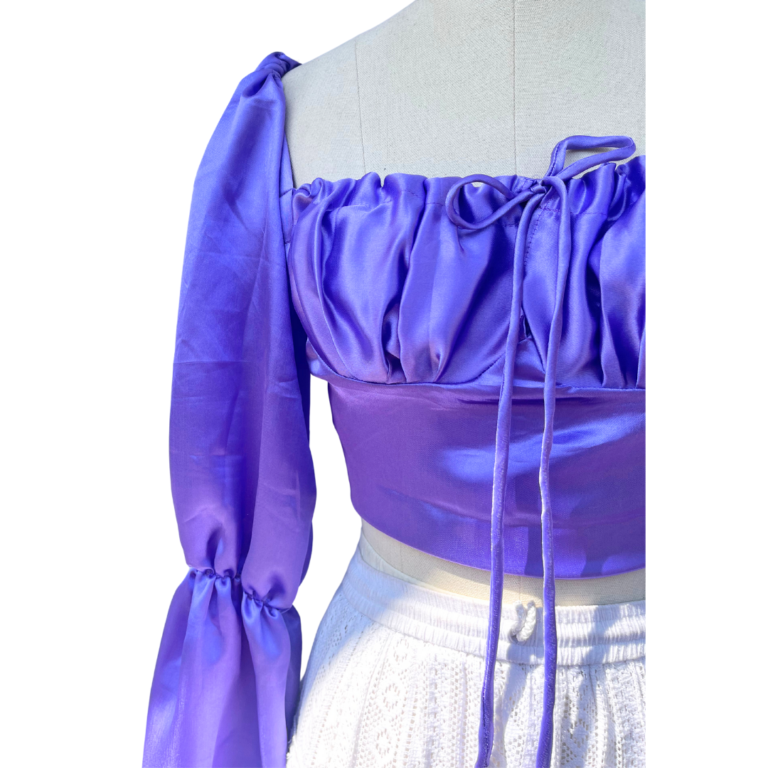 Purple Satin Milkmaid Top