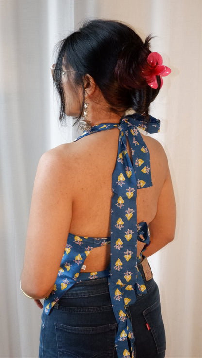 Botanical Blue GEET Halter Top