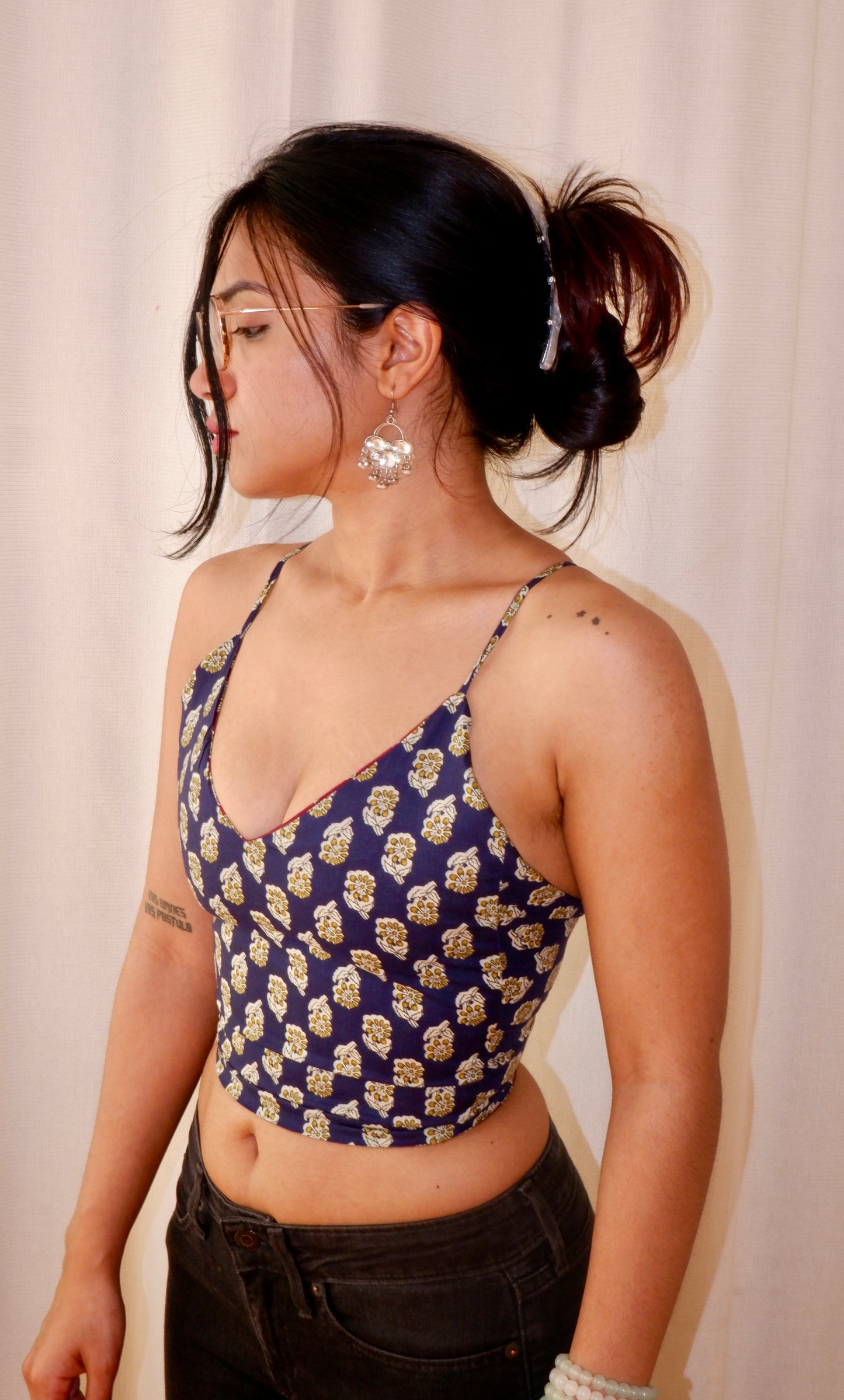 Blue&Purple Backless Crop Top