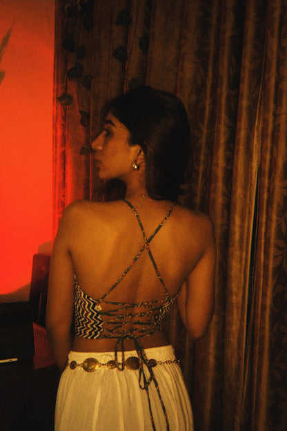 Wildstripe Grove Backless Crop Top