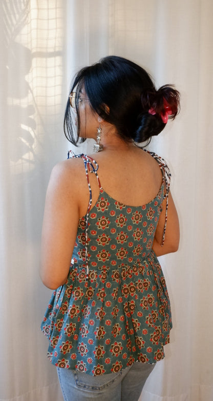 Wildstripe grove Reversible Ruffle top