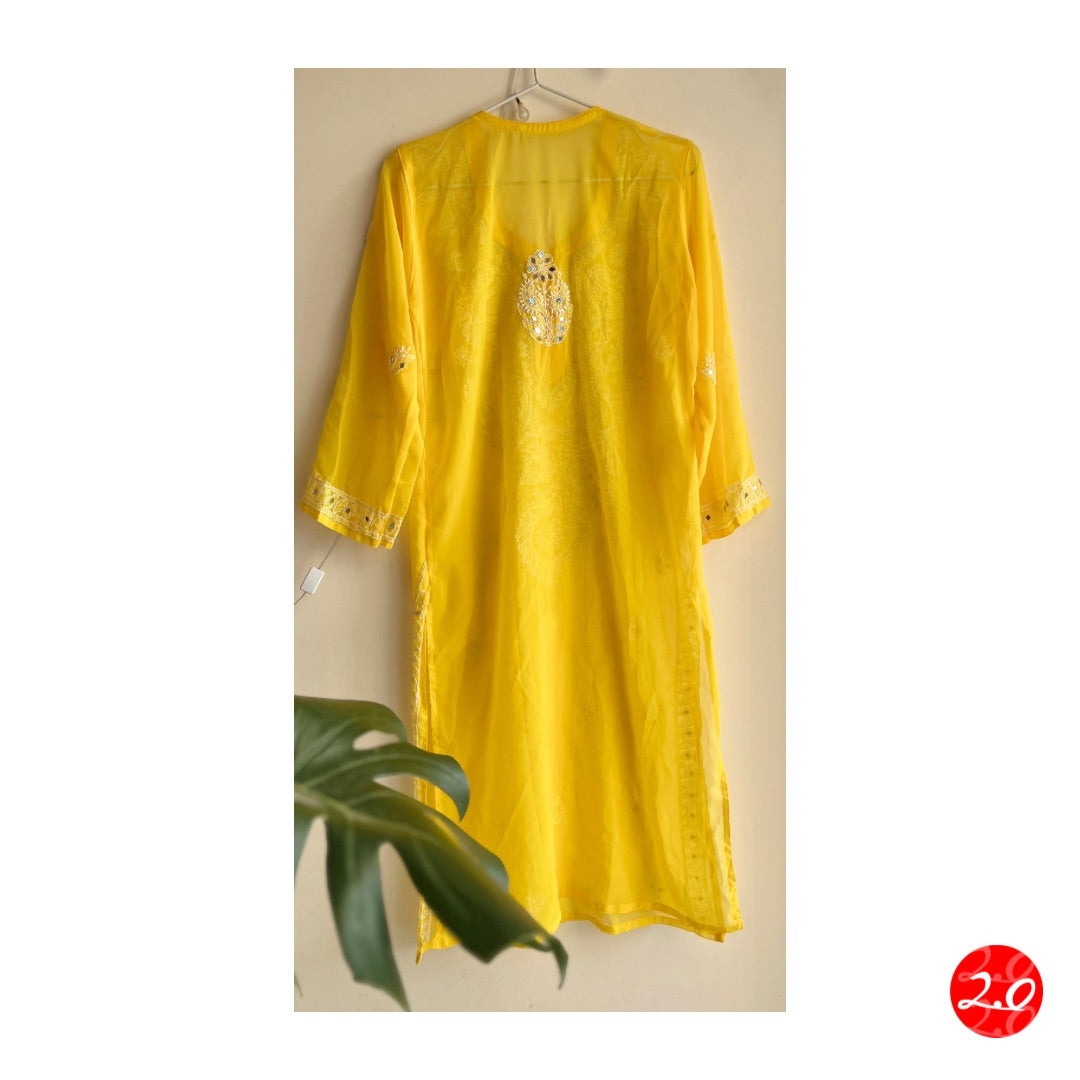 Haldi Mirror Chikankari Kurti