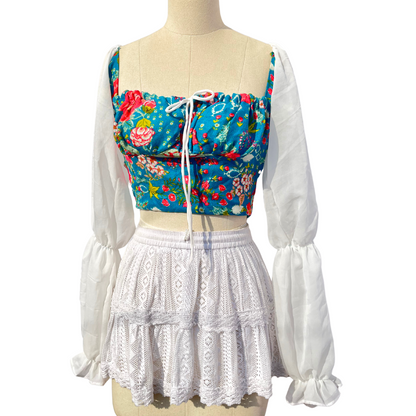 Floral Azure Milkmaid Top