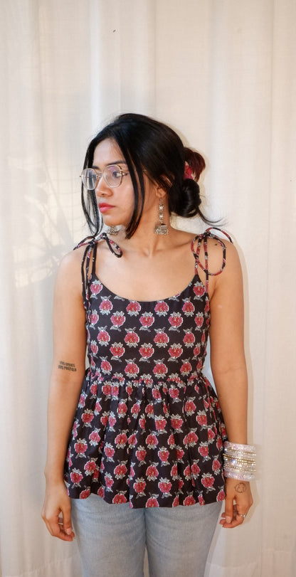 Moonlit Petals Reversible Ruffle top