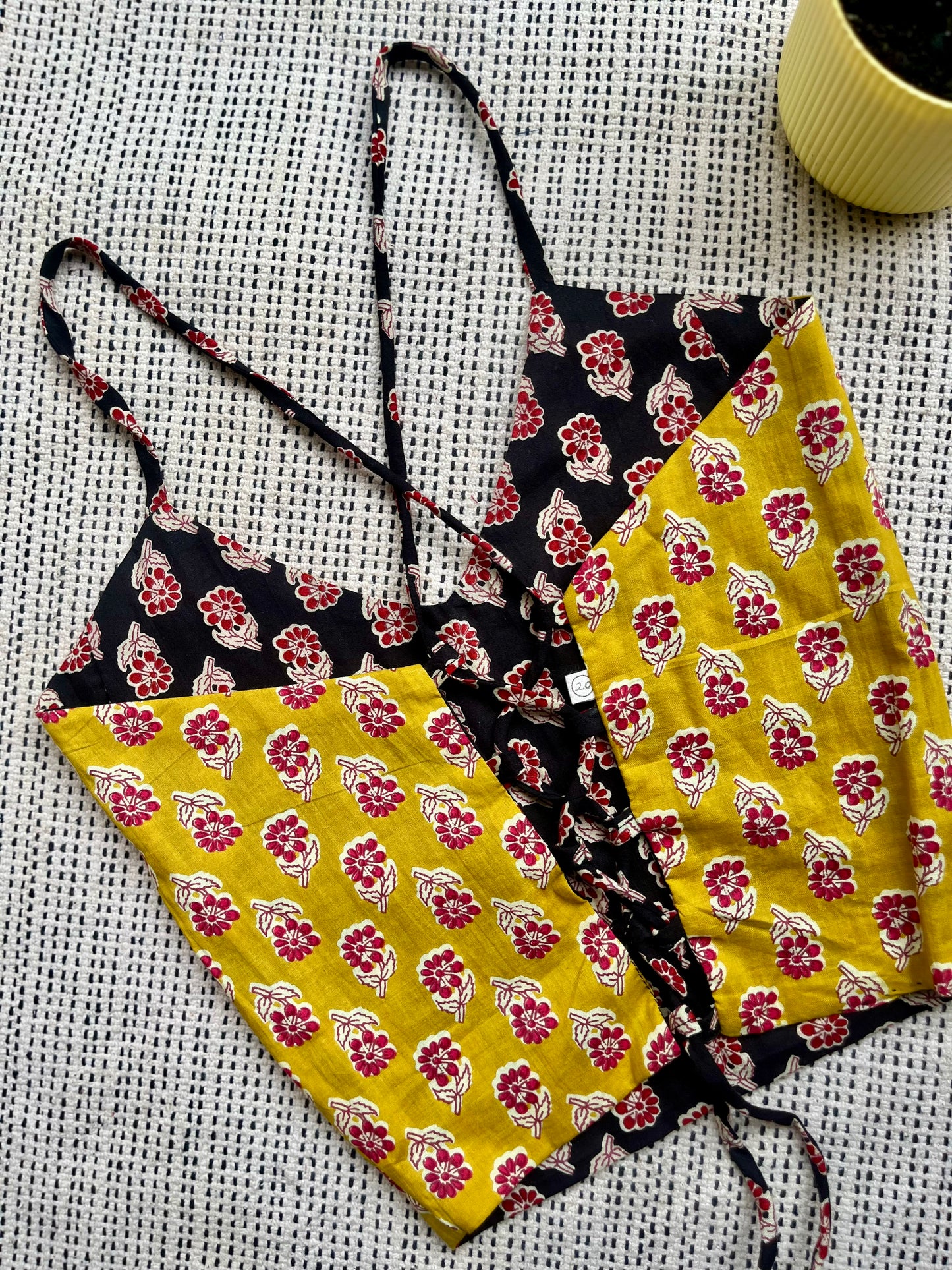 Mustard Noir Backless Crop Top