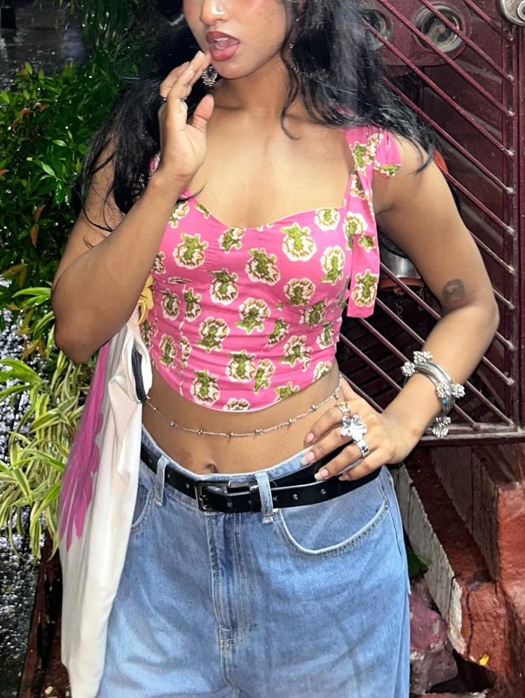 Pink flush corset top