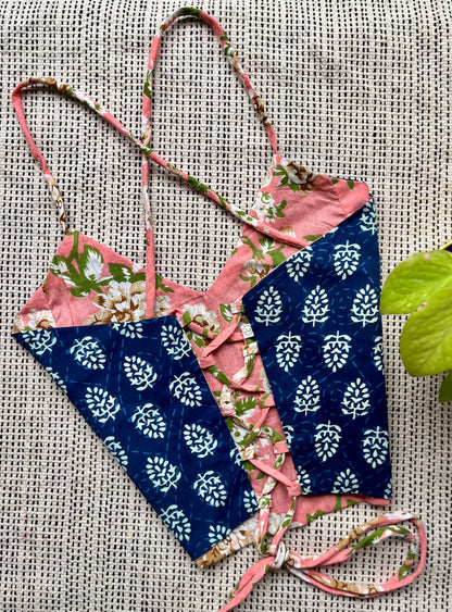 Indigo Bloom Backless Crop Top