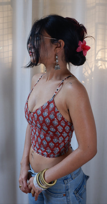 Terracotta tale Backless Crop Top