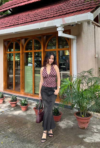 Black&purple GEET Halter Top