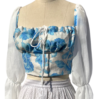 Blooming Blue Milkmaid Top