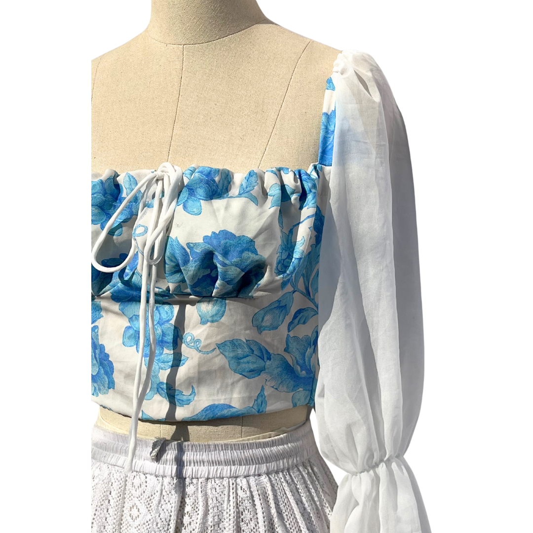 Blooming Blue Milkmaid Top