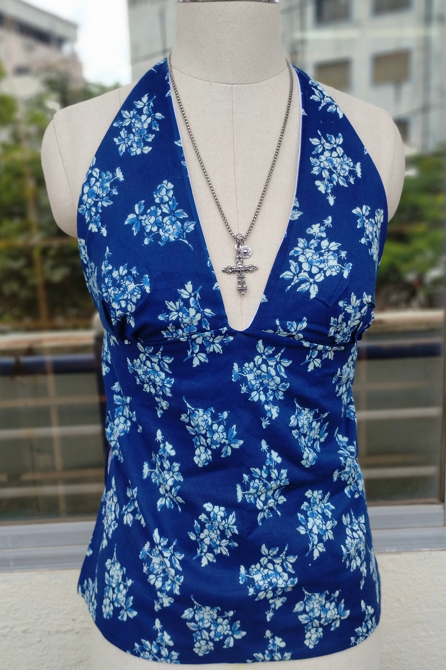Blueberry Bloom Y2K halter top