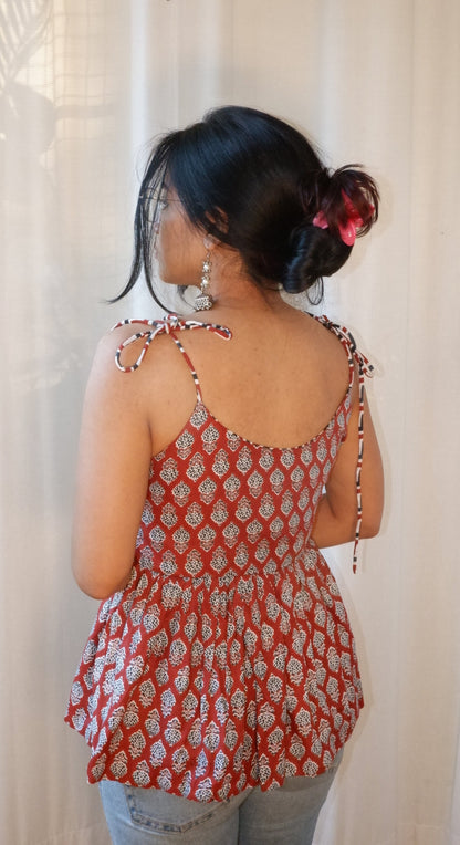 Terracotta Tale Reversible Ruffle top