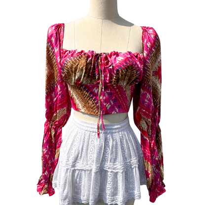 Tie Dye Print Milkmaid Top