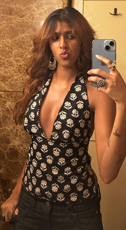 Black&purple GEET Halter Top