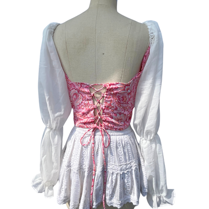 Pink Paisley Milkmaid Top