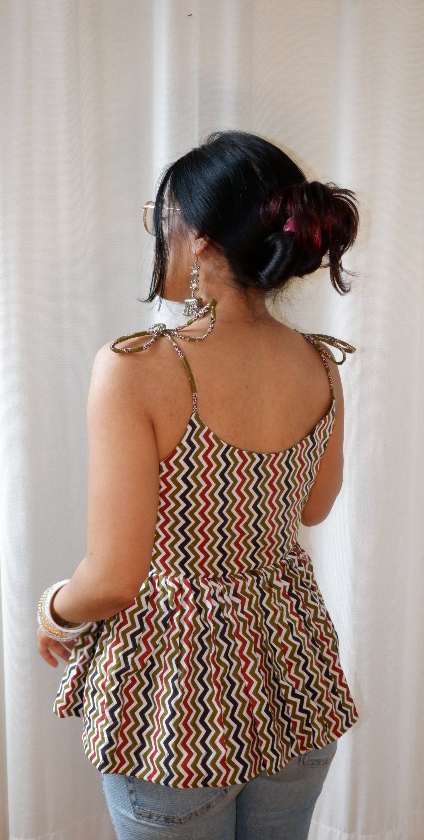 Boho Bloom Reversible Ruffle top