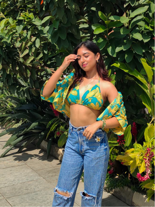 Island Glow combo: Crop shirt + Bikini set