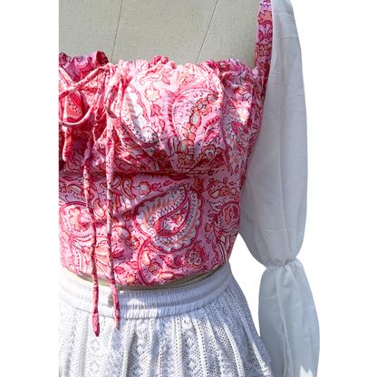 Pink Paisley Milkmaid Top