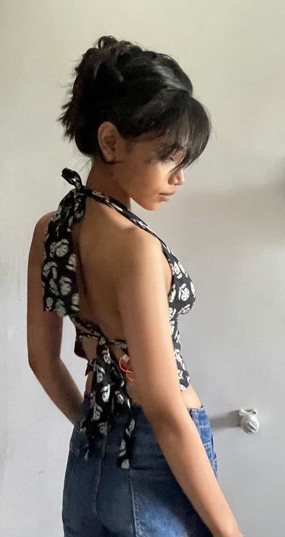 Black&purple GEET Halter Top