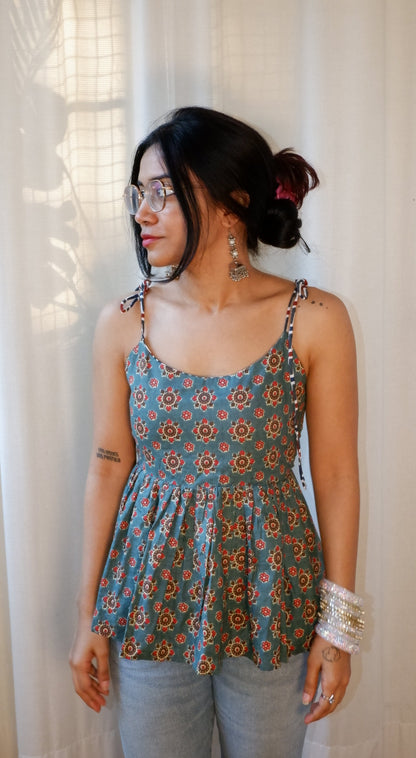 Wildstripe grove Reversible Ruffle top