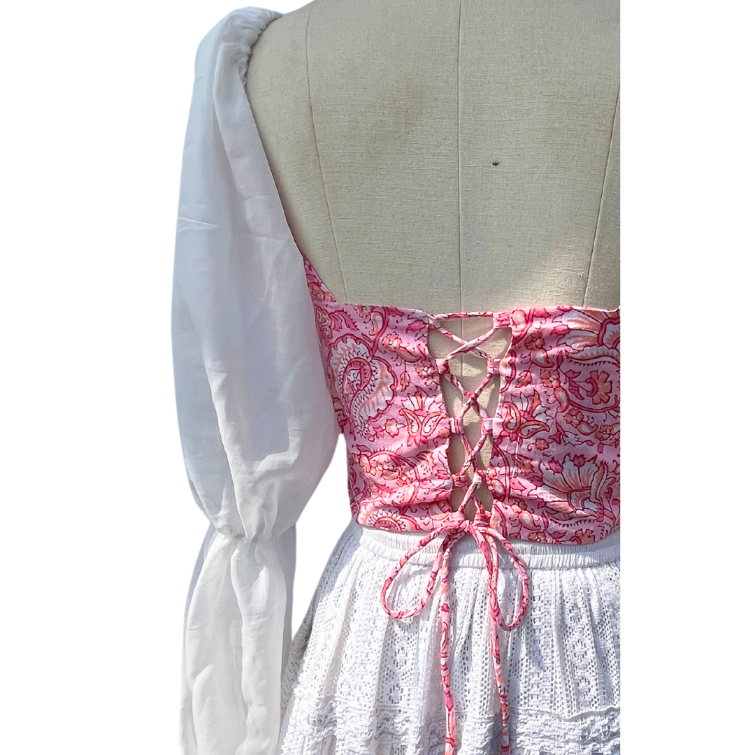 Pink Paisley Milkmaid Top