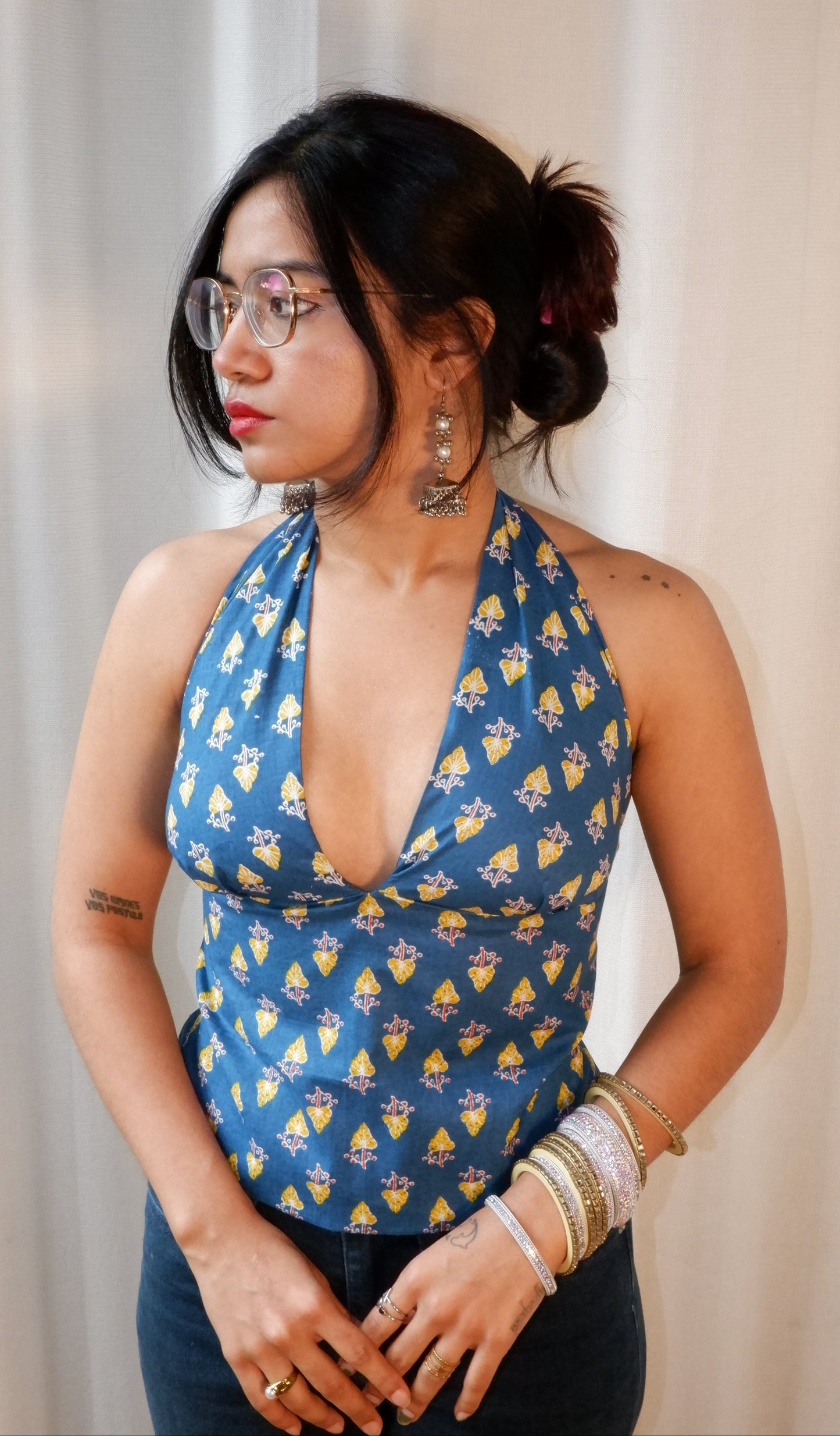 Botanical Blue GEET Halter Top