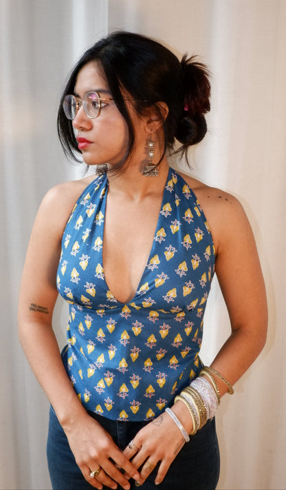 Botanical Blue GEET Halter Top