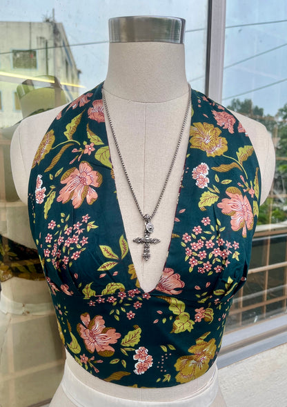 Lilac forest Crop Halter Top