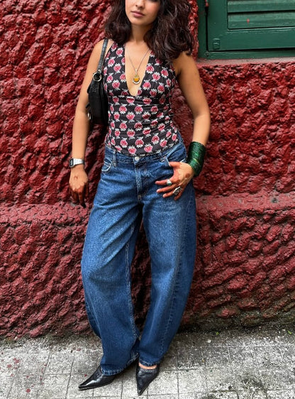 Moonlit Petals Reversible GEET Halter Top