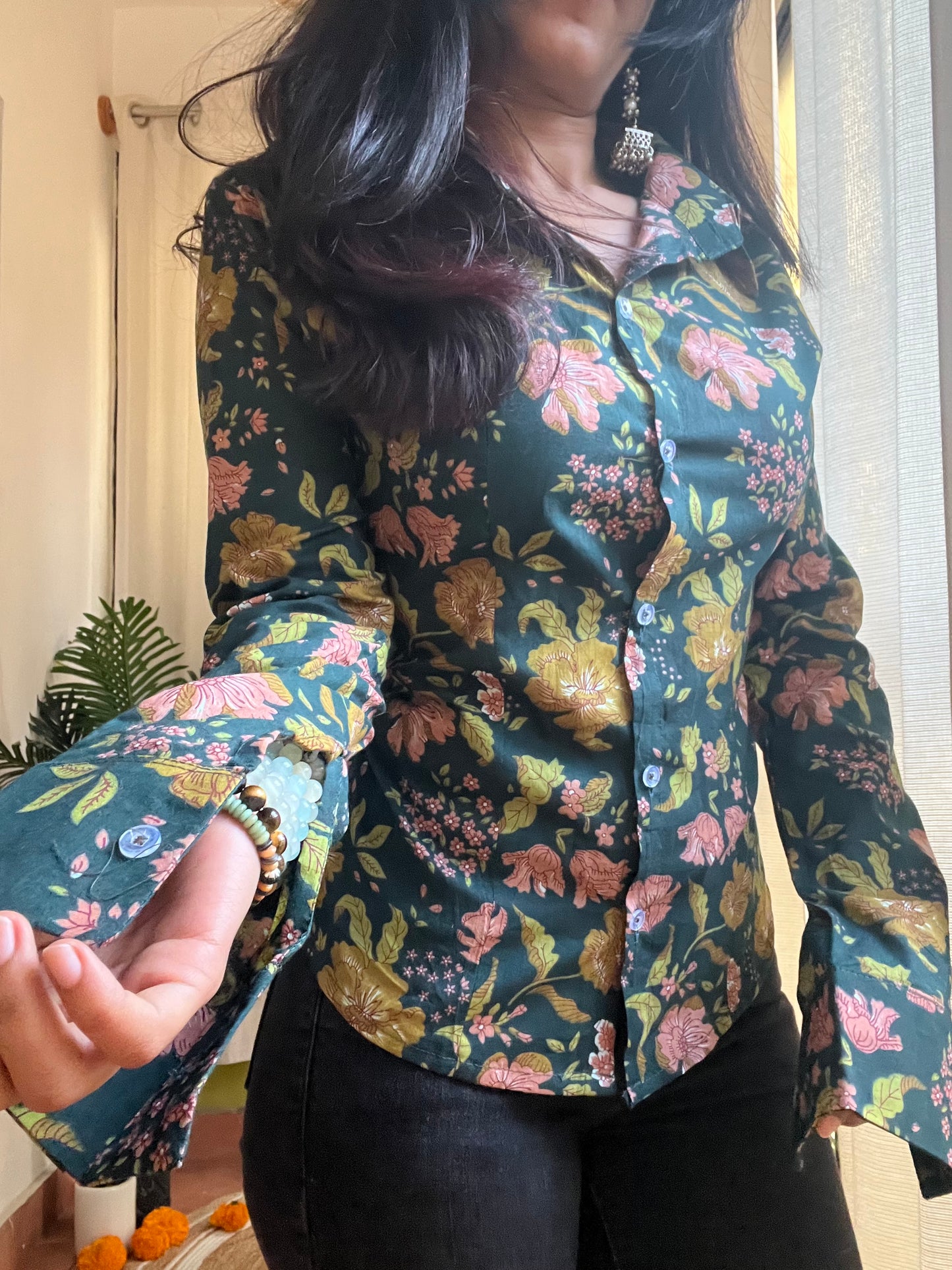 Forest flower sculpted shirt
