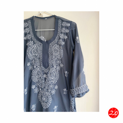 Dark Grey Chikankari Kurti