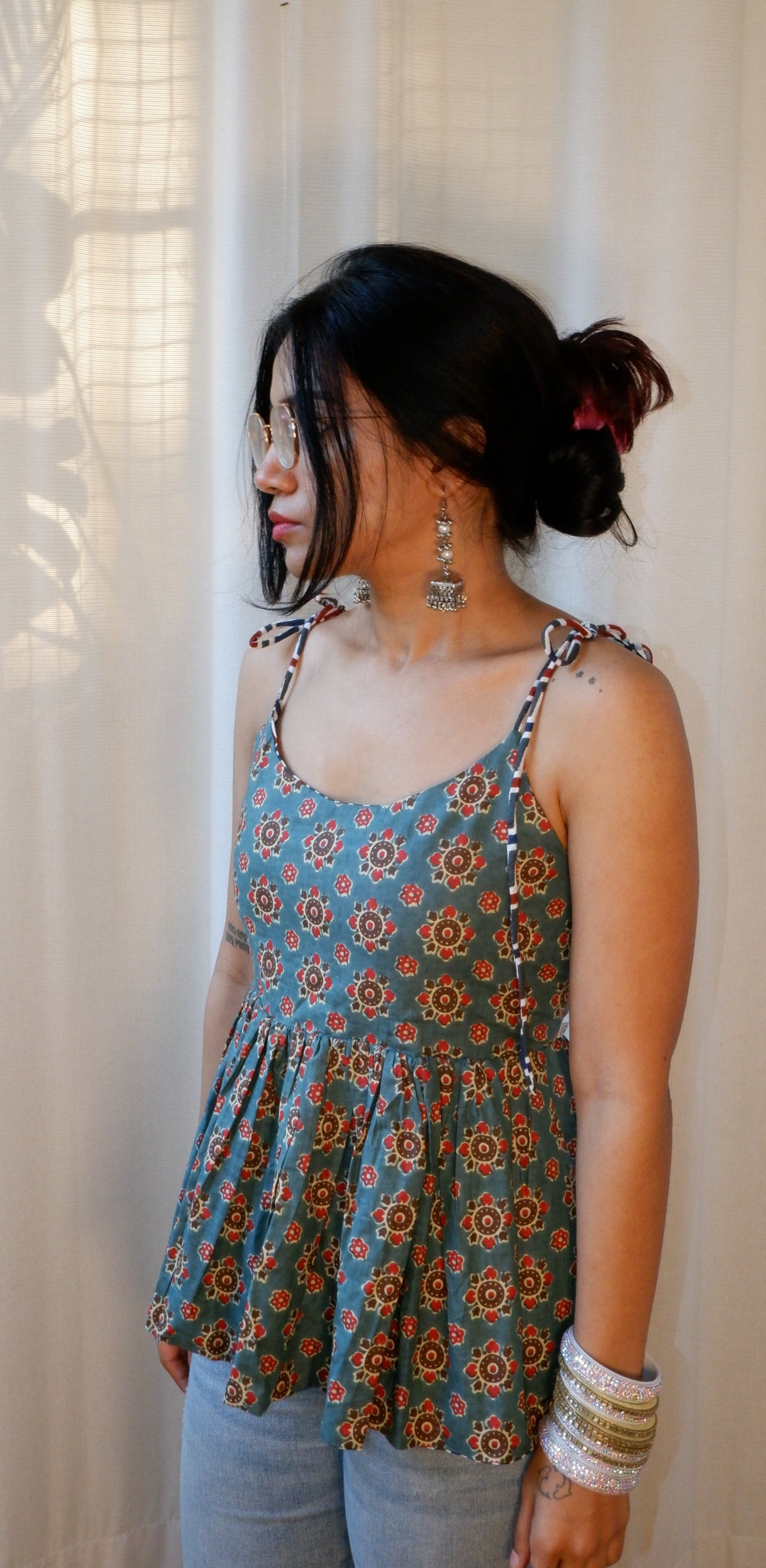 Wildstripe grove Reversible Ruffle top