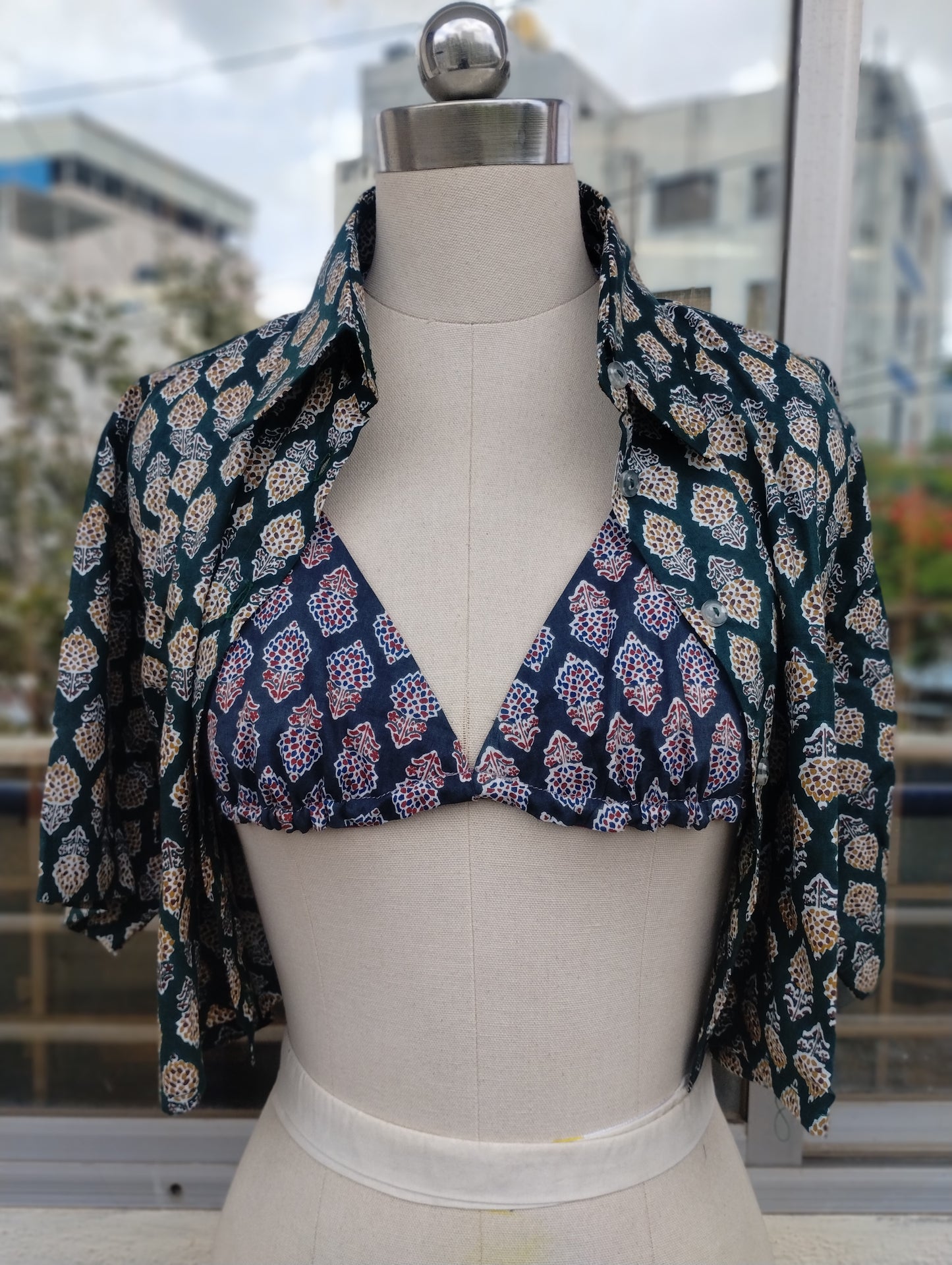Dusky combo: Crop shirt + Reversible Bikini Top