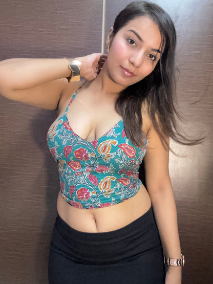 Seafoam shadows Backless Crop Top