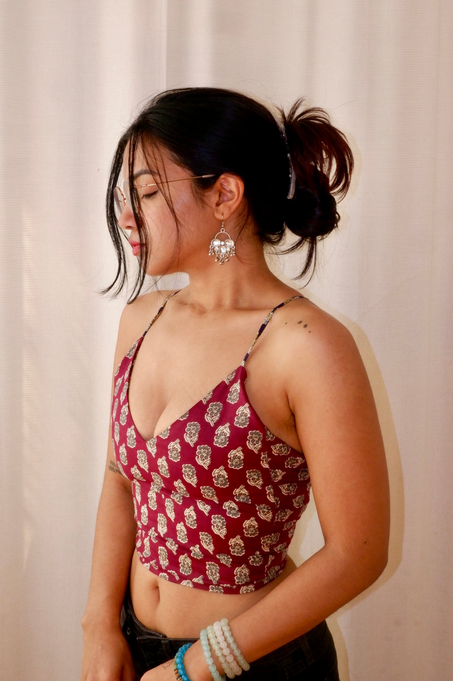 Blue&Purple Backless Crop Top