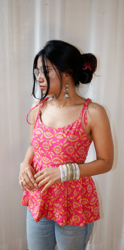 Rose AfterDark Reversible Ruffle top