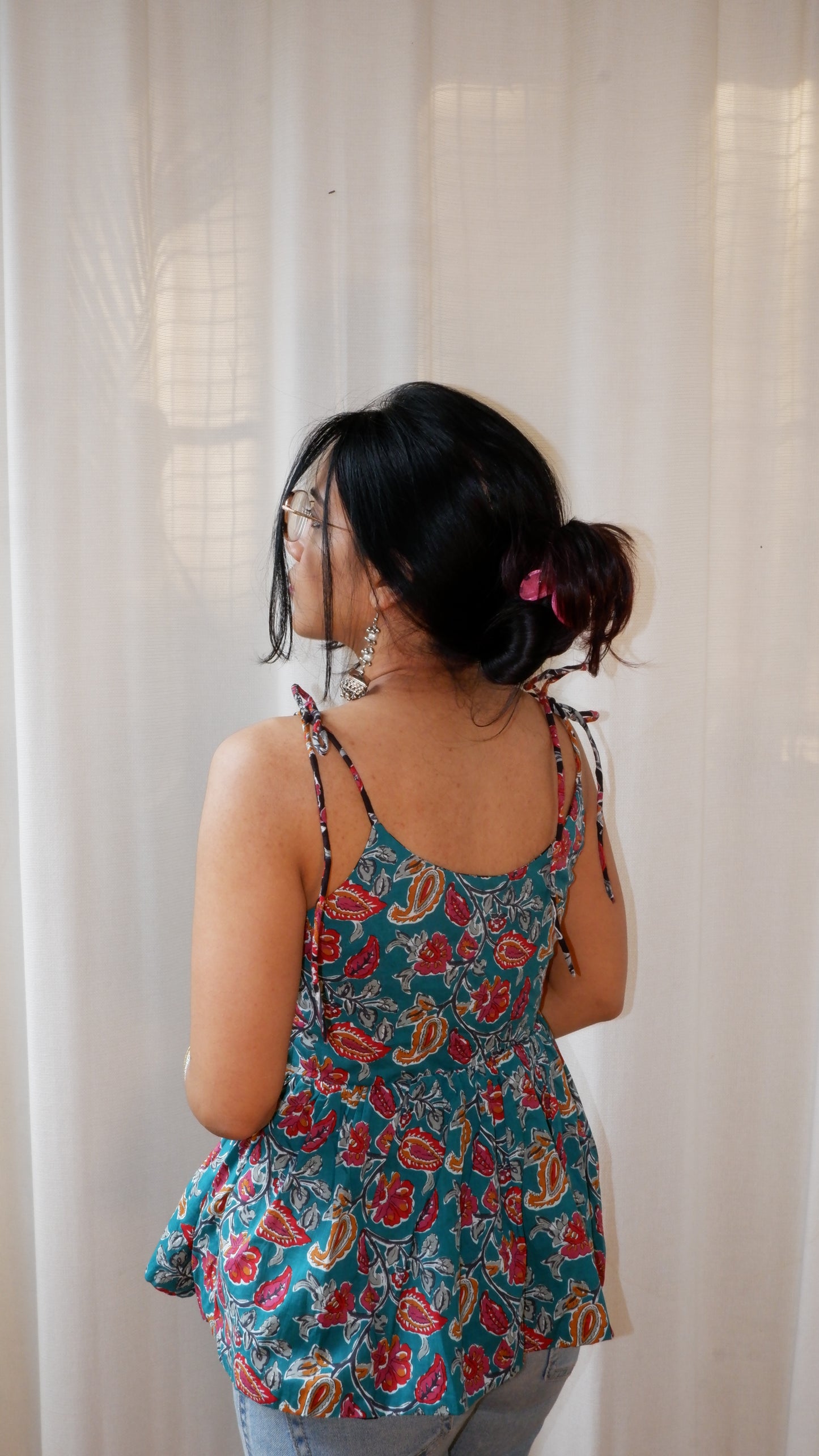 Seafoam shadows Reversible Ruffle top