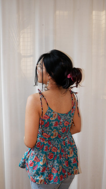 Seafoam shadows Reversible Ruffle top