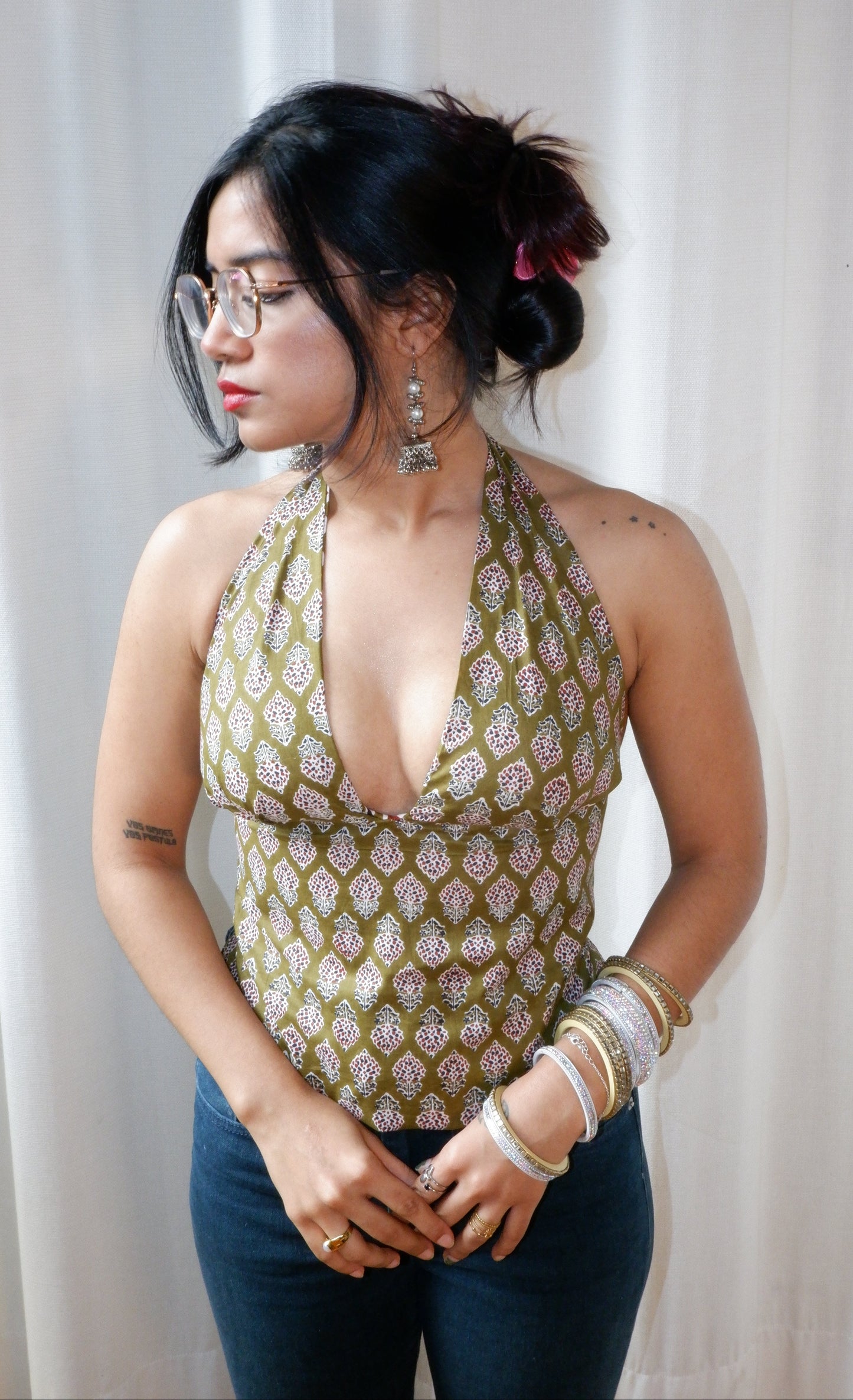 Boho bloom Reversible GEET Halter Top