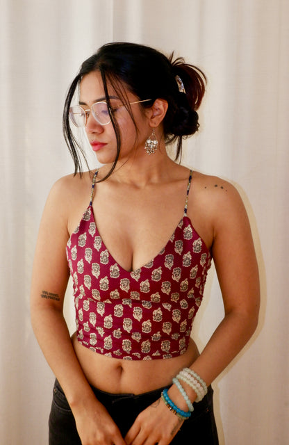 Blue&Purple Backless Crop Top