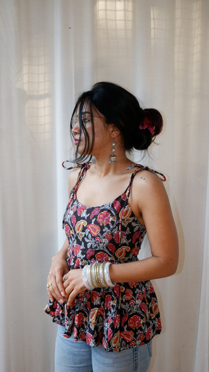 Seafoam shadows Reversible Ruffle top