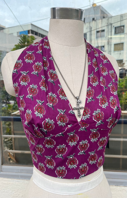 Purple Lilac Crop Halter Top