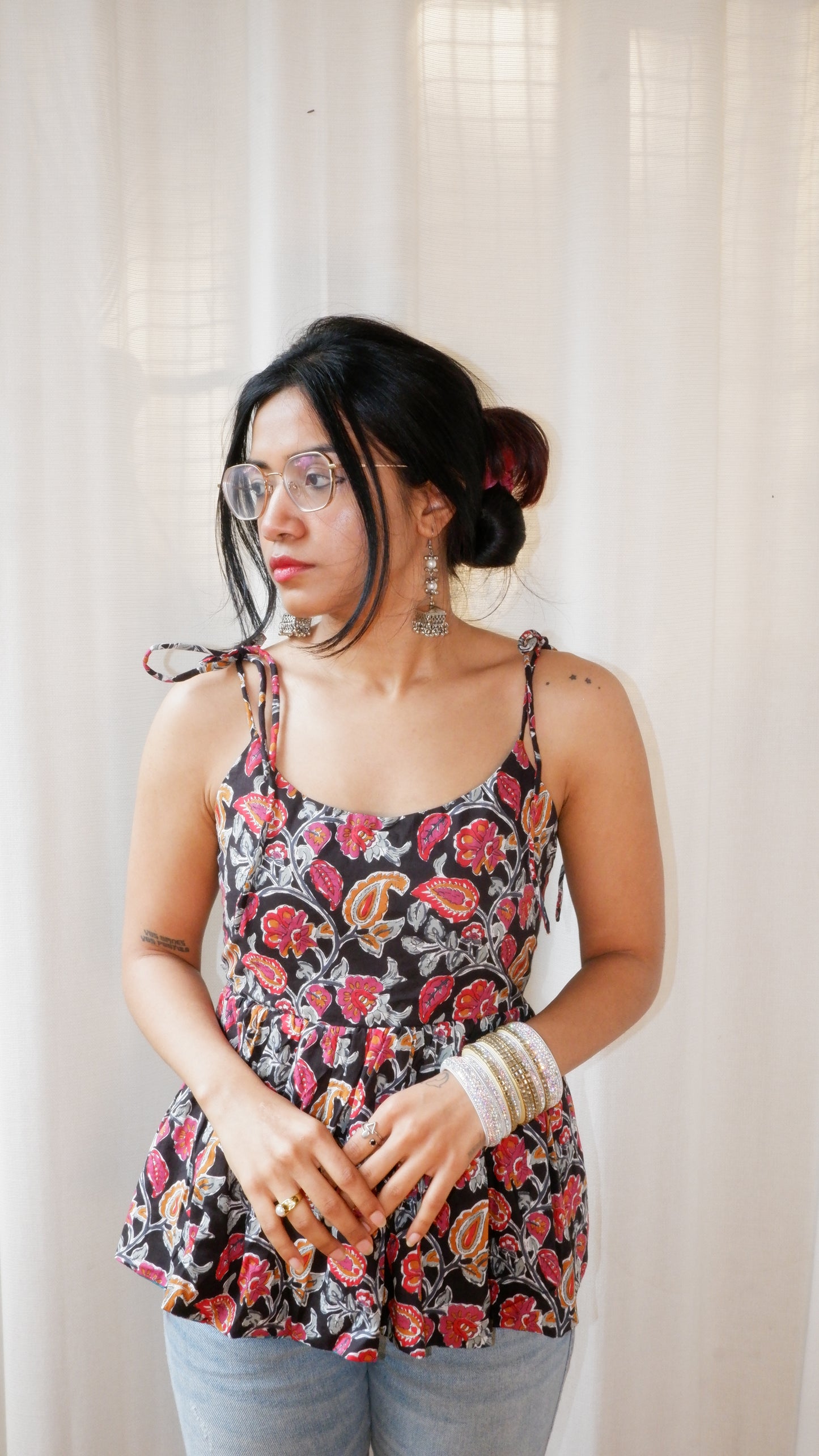 Seafoam shadows Reversible Ruffle top